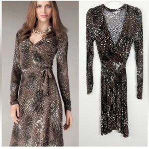 CAbi XL Brown and Cream Speckled Dress